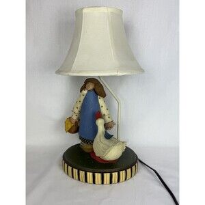 Williraye Studio WW7103 Golden Friend Girl Goose Bird Basket Eggs Lamp